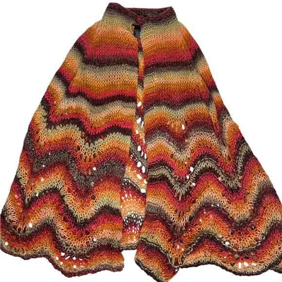 NEW Anna Sui Ombré Hand Crochet Poncho in Rainbow OS - Picture 7 of 12